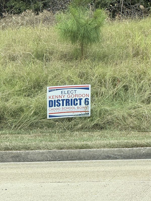 sign for Gordon District 6 placed in vacant