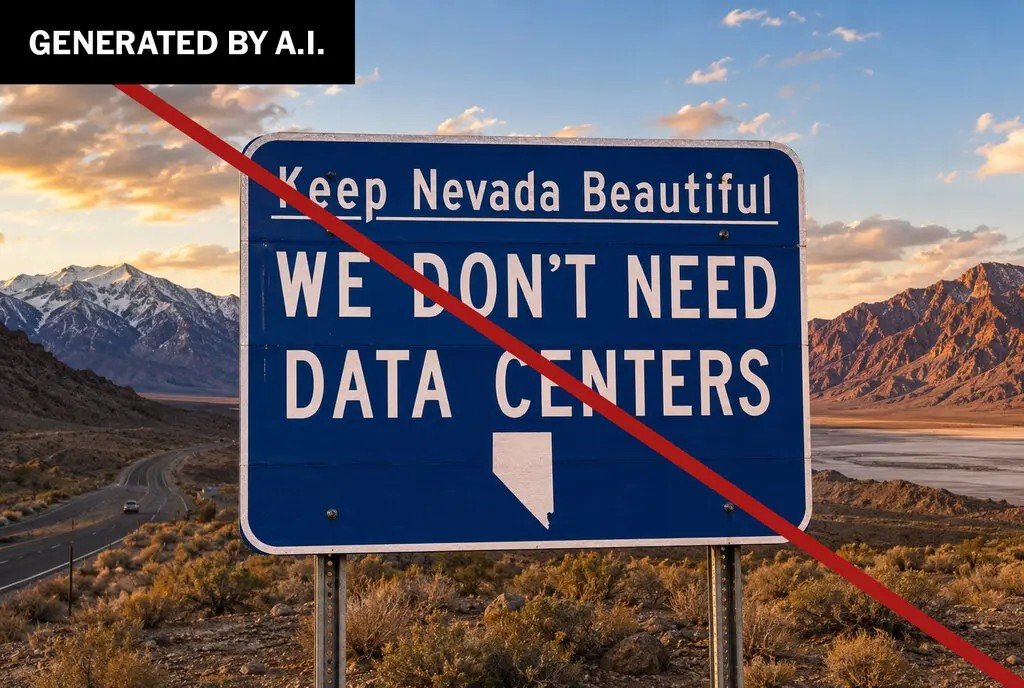  Alethea tracked a network of inauthentic accounts on Facebook that has been posting images like this one that appeared to highlight Americans’ opposition to data centers. 