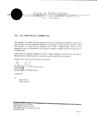 SIGN RULES FOR POLITICAL CANDIDATES