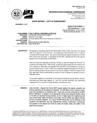 MPC STIPULATIONS ON KINGS HIGHWAY/GILBERT DRIVE LIQUOR STORE