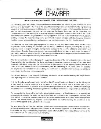 GREATER SHREVEPORT CHAMBER OP ED FOR 2019 BOND PROPOSAL