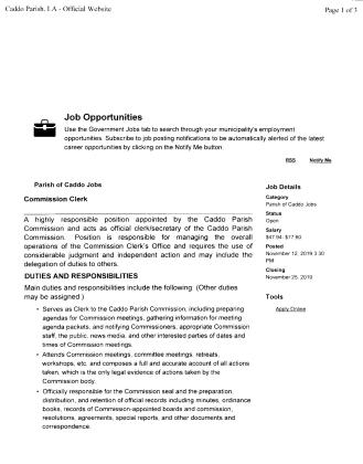 JOB POSTING FOR CADDO COMMISSION CLERK