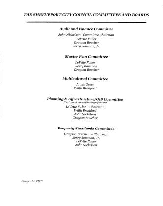 2020 SHREVEPORT CITY COUNCIL COMMITTEES