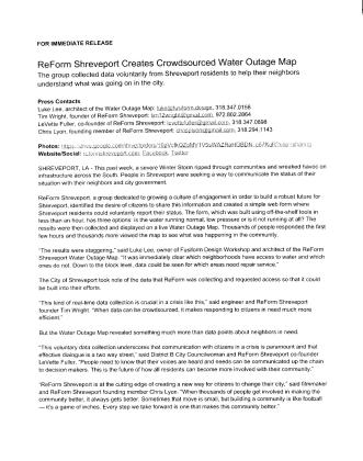 ReForm Shreveport Creates Crowdsourced Water Outage Map
