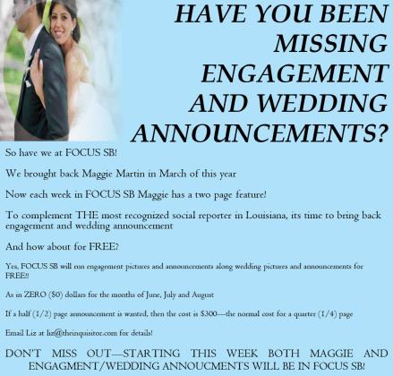 HAVE YOU BEEN MISSING ENGAGEMENT AND WEDDING ANNOUNCEMENTS?
