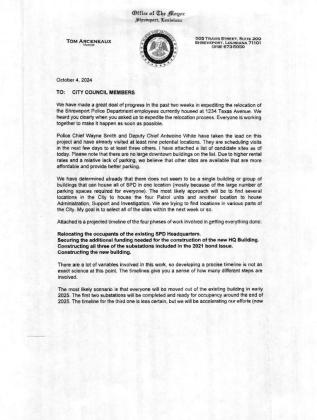 MAYOR ARCENEAUX'S PLANS ON MOVING SPD HEADQUARTERS