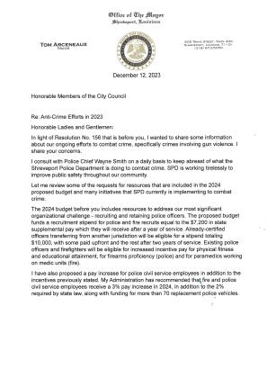 MAYOR ARCENEAUX: ANTI-CRIME EFFORTS IN 2023