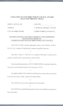 LITIGATION TO STOP DIRECTOR OF COUNCIL AFFAIRS SELECTION PROCESS - "DRAFT"