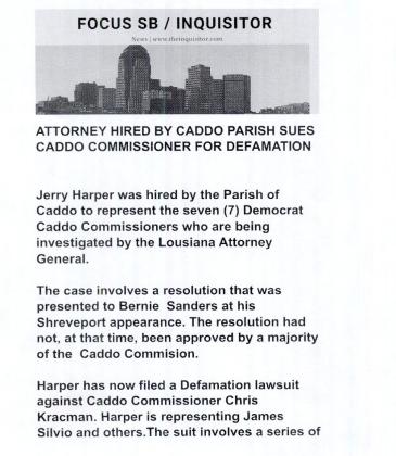 SHOULD CADDO PARISH HIRE OUTSIDE COUNSEL TO REPRESENT COMMISSIONER KRACMAN