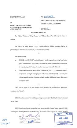 DRIPP DONUTS SUES OVER TEXAS STREET BUILDING COLLAPSE
