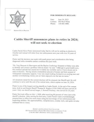 Caddo Sheriff Announces Plans to Retire