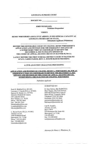 WHITEHORN WRIT APPLICATION