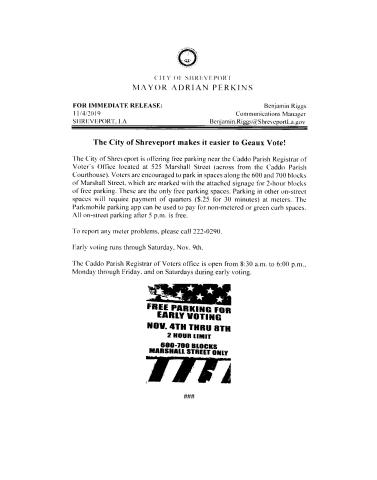 THE CITY OF SHREVEPORT MAKES IT EASIER TO GEAUX VOTE!
