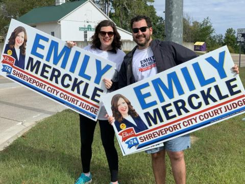 MERCKLE AND MOUTON POLITICKING WITH CAMPAIGN SIGNS