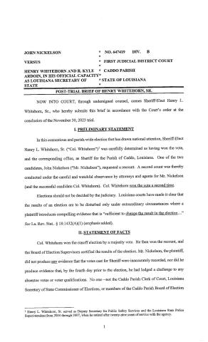 BRIEF FILED BY WHITEHORN IN ELECTION CHALLENGE CASE